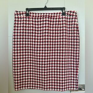 Boden Black, Red, and White Pencil Skirt